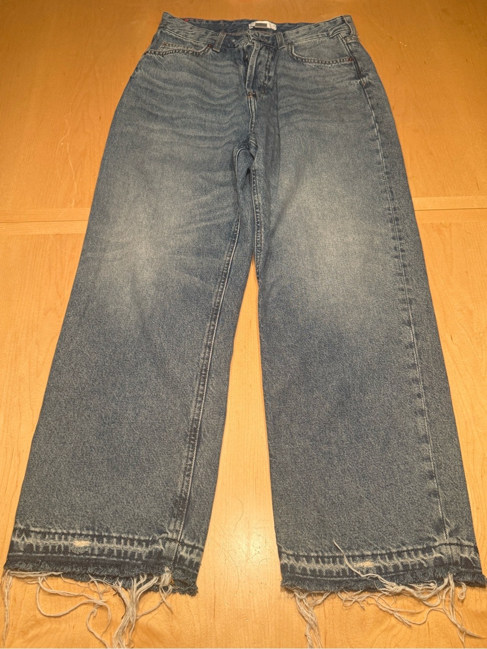 H&M Women's Relaxed Wide-Leg Blue Denim Jeans